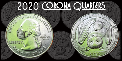 Corona Quarter Covid Coin bat face mask N95 mask Covid-19 quarantine money